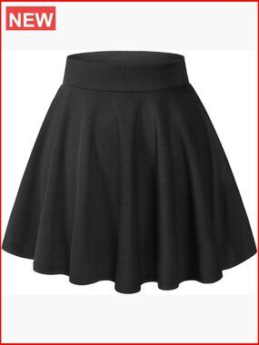 A-Line High Waisted Skater Skirt Flowy Flared Mini Stretchy Casual Party